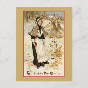 Cartes de vœux vintage de Thanksgiving Pèlerine