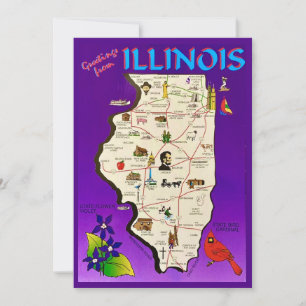 Cartes de vœux vintage Illinois 5x7 grande carte p