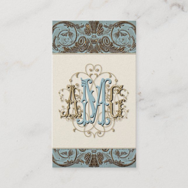 Cartes décorées d'un monogramme baroques Antiqued (Devant)