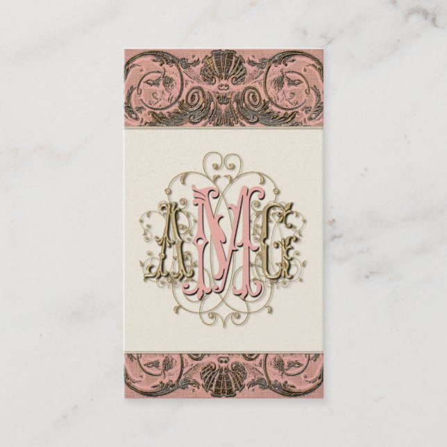 Cartes décorées d'un monogramme baroques Antiqued (Devant)
