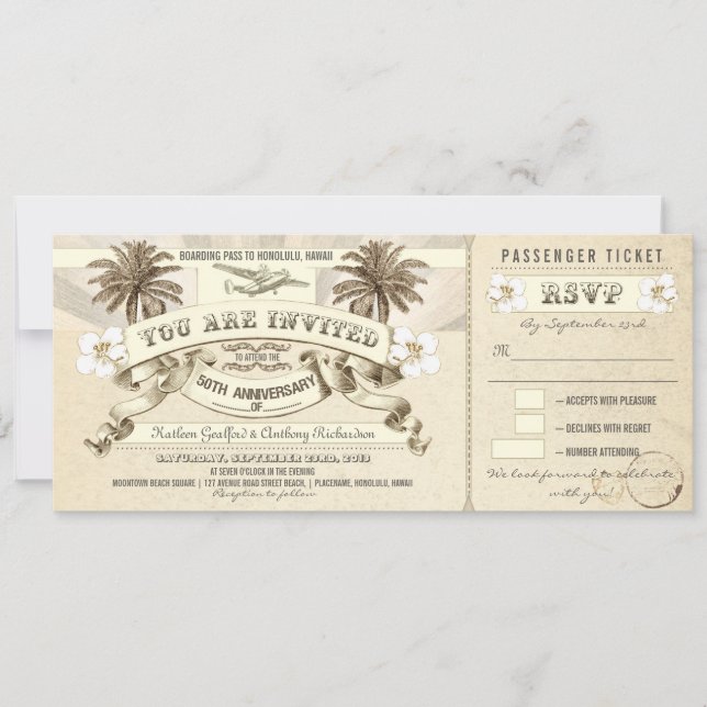 Cartes d'embarquement pour invitations de 50e anni (Devant)