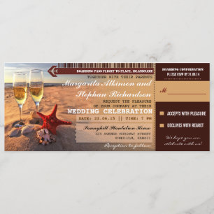Cartes d'embarquement pour mariage Sunset beach