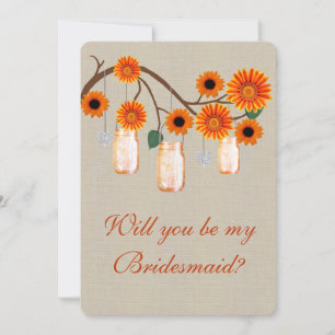 Cartes Demoiselle d'Honneur en Jars en Jute Rustiq