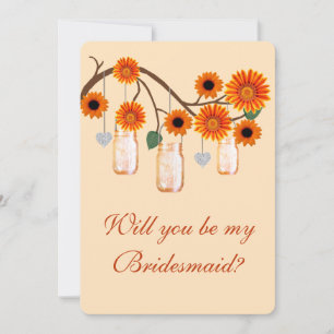 Cartes Demoiselles d'Honneur Bocal en Mason Fleurs