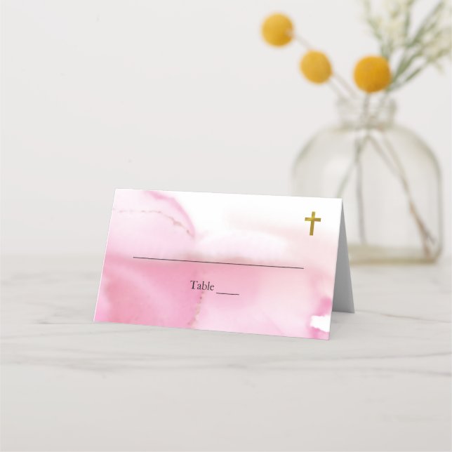 Cartes d'emplacement Baptême pour les nuages roses (Devant)