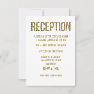 Cartes d'encart à paillettes en or blanc pour réce