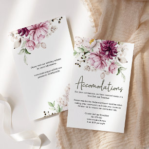 Cartes d'encart de mariage floral Burgundy rose Pi