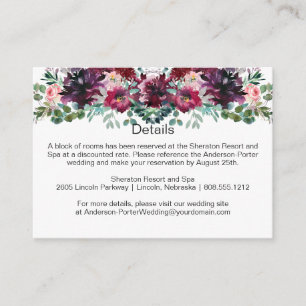 Cartes d'encart de pulvérisation Rose Mauve Rouge 