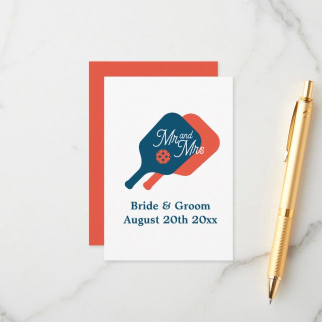 Cartes d'enceinte mariage de pickleball exceptionn (Devant/Arrière en situation)