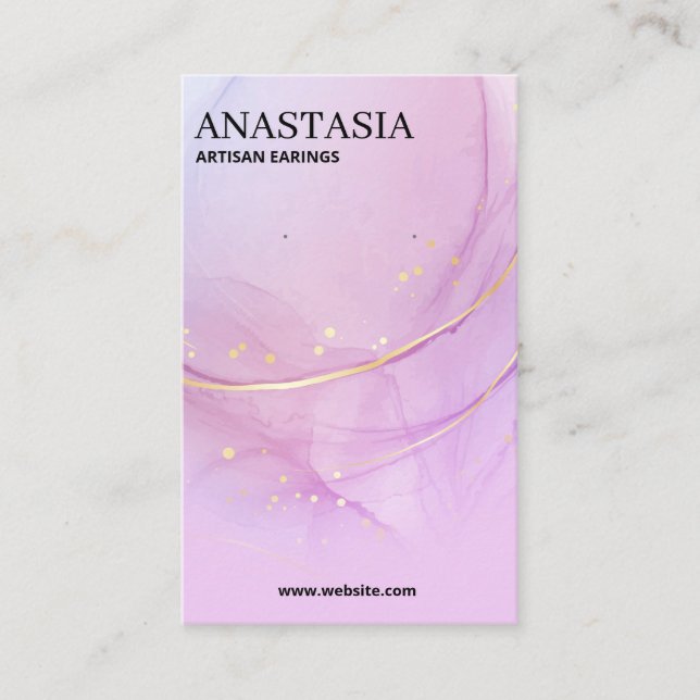 Cartes D'Encre D'Alcool Violet Et Or (Devant)