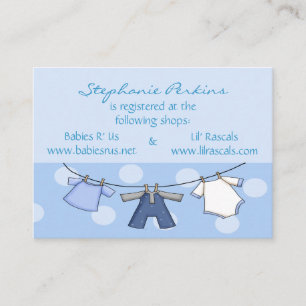 Cartes d'enregistrement des douches Pois bleues