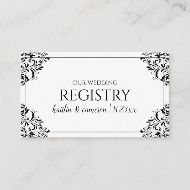 Cartes d'enregistrement mariages - Nadine - Noir (Devant)