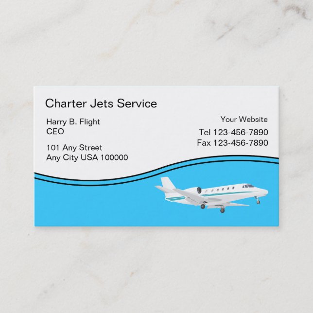 Cartes d'entreprise de services de jet de charte (Devant)