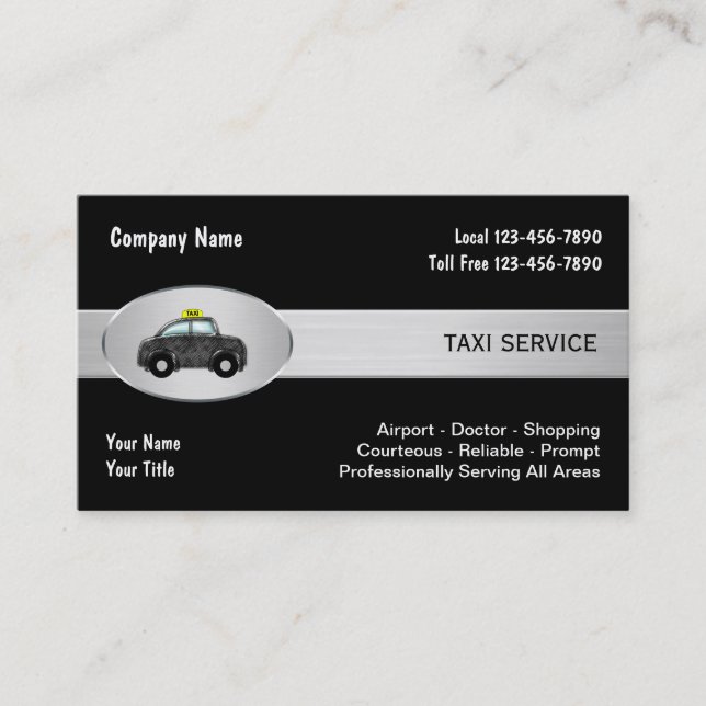 Cartes d'entreprise de services de taxi (Devant)