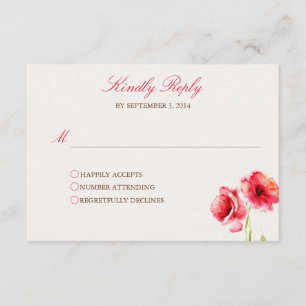 Cartes des pavots RSVP d'aquarelle