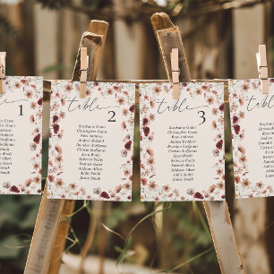 Cartes des signes du Mariage Fleur sauvage Boho