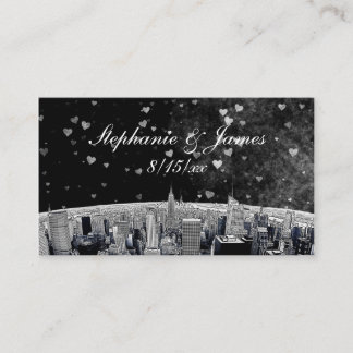 Cartes d'escort de coeur noir craché NYC Skyline #