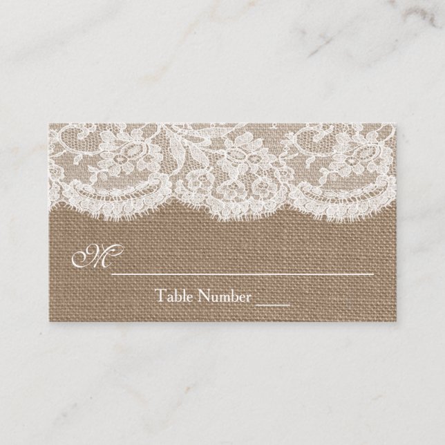 Cartes d'escorte de la collection Mariage Burlap & (Devant)