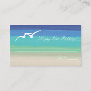 Cartes d'escorte de sable, de mer et de mouettes