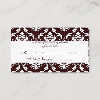 Cartes d'escorte de table mariage Brown blanc Dama