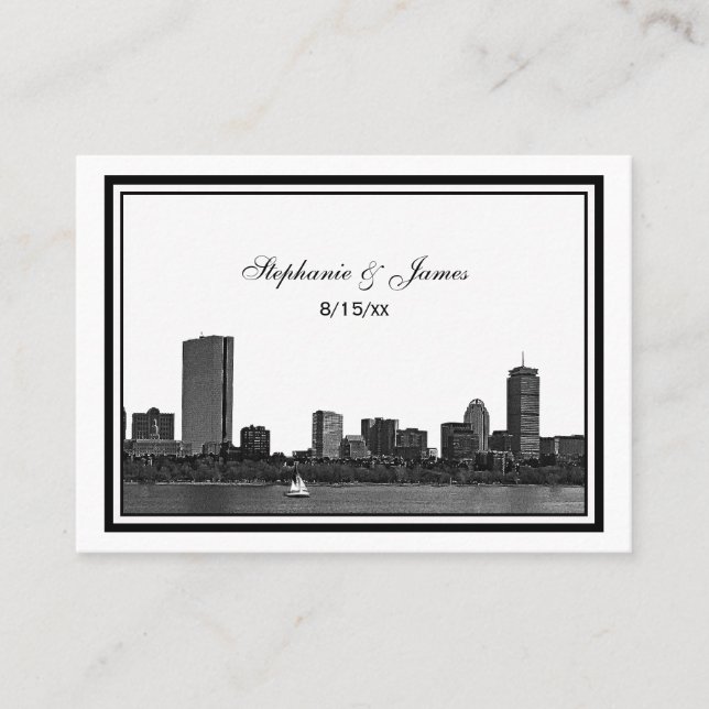 Cartes d'escorte encadrées Boston Skyline Etted #2 (Devant)