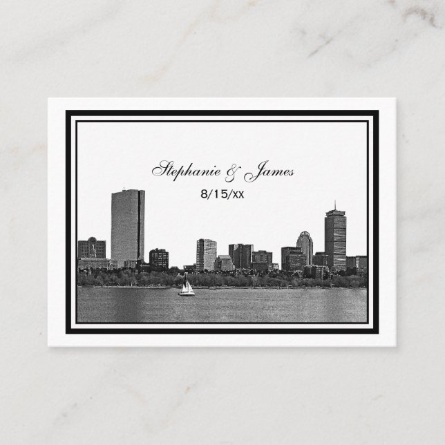 Cartes d'escorte encadrées Boston Skyline Etted #2 (Devant)