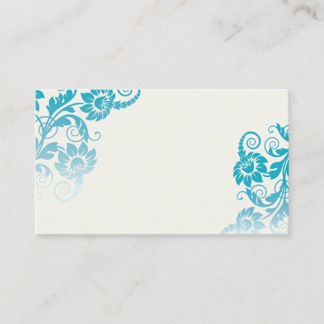 Cartes d'escorte florales turquoises (Devant)