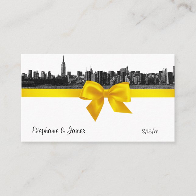 Cartes d'escorte Jaune à large bande Skyline NYC (Devant)