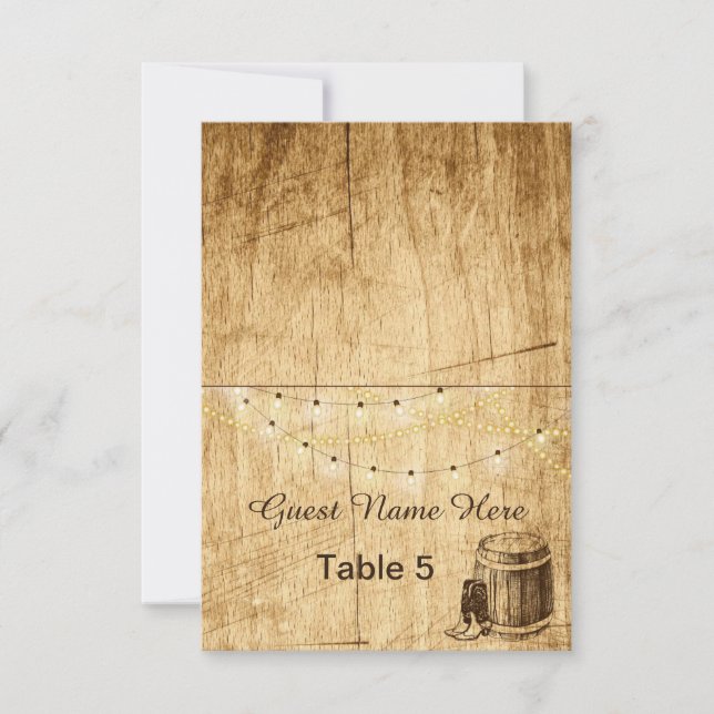 Cartes d'escorte - Mariage champêtre avec bottes d (Devant)