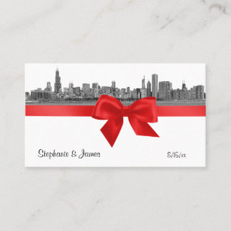 Cartes d'escorte rouge de Chicago Skyline Etched B