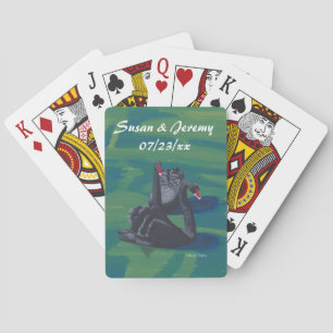 Cartes Deux Cygnes Noirs Mariage Carte de jeu
