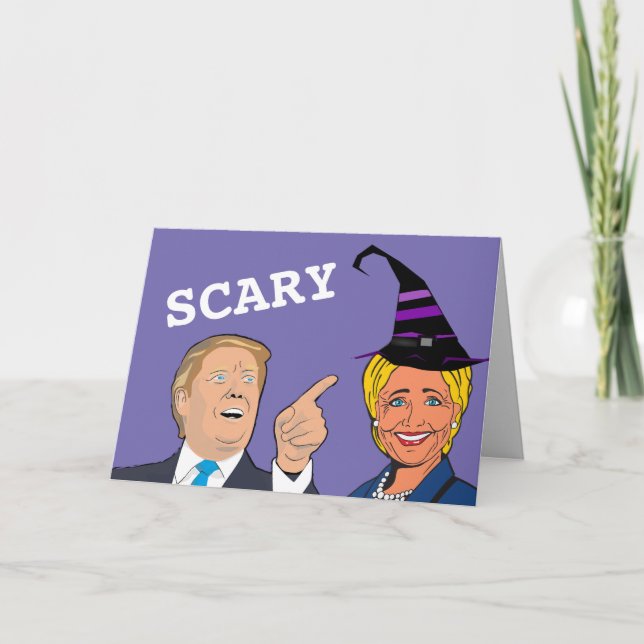 CARTES D'HALLOWEEN EFFRAYANTES HILLARY ET TRUMP (Devant)