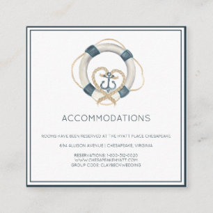 Cartes d'hébergement d'hôtel Navy & Blanc Nautical