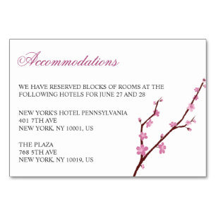 Cartes d'hébergement Mariage Cherry Blossom