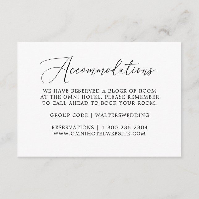 Cartes d'hébergement simples pour Mariages (Devant)