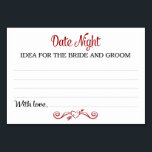 Cartes d'idées de la nuit<br><div class="desc">Ces cartes d'idées Date Night seront le complément parfait à votre réception de mariage ou à votre fête. Ce design combine des polices noires et rouges, avec une bannière de coeur comme accent, demandant à vos invités de laisser une note avec leurs meilleures idées de date. La carte dispose d'un...</div>