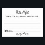Cartes d'idées de la Nuit Date Noire<br><div class="desc">Ces cartes d'idées Date Night seront le complément parfait à votre réception de mariage ou à votre fête. Ce design combine des polices noires, avec une bannière de coeur comme accent, demandant à vos invités de laisser une note avec leurs meilleures idées de date. La carte dispose d'un espace pour...</div>