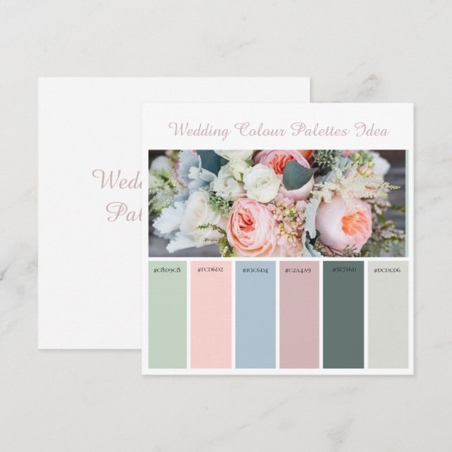 Cartes d'idées de palettes de couleurs de mariage (Devant / Derrière)