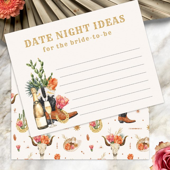 Cartes d'idées de soirées occidentales (Bridal Shower Western Date Night Ideas Card by Painted Paperie
)