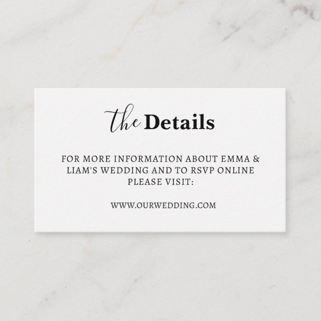 Cartes d'information de mariage blanc (Devant)