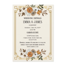 Cartes d'information de mariage de jardin vintage
