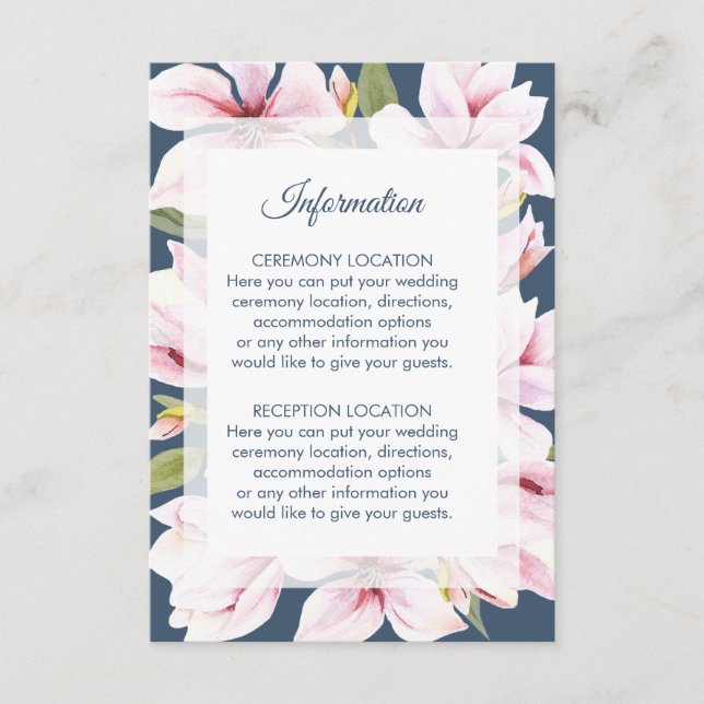 Cartes d'information de mariage florales avec magn (Devant)