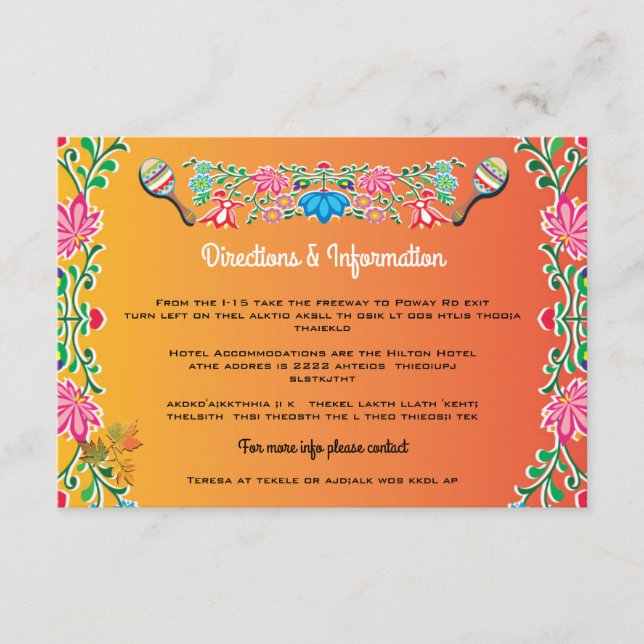 Cartes d'information de mariage Mexican Fiesta (Devant)
