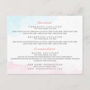 Cartes d'information du client Aquarelle rose et