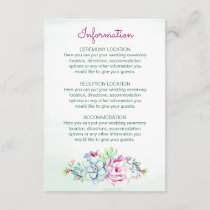 Cartes d'information du Mariage de cactus aquarell