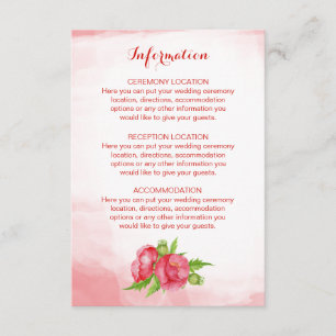 Cartes d'information du Mariage de l'aquarelle de