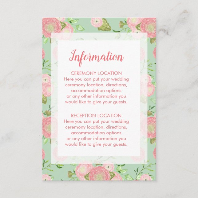 Cartes d'information du Mariage floral Ranunculus  (Devant)