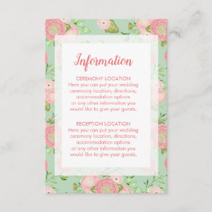 Cartes d'information du Mariage floral Ranunculus 