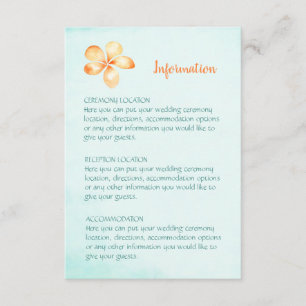 Cartes d'information du Mariage Island Plumeria