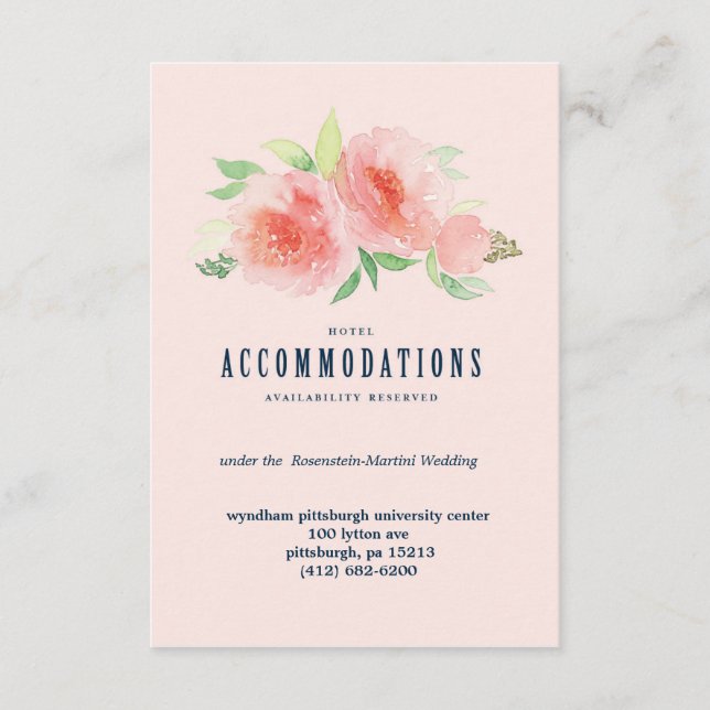 CARTES d'information du mariage PINK WATERCOLOR FL (Devant)